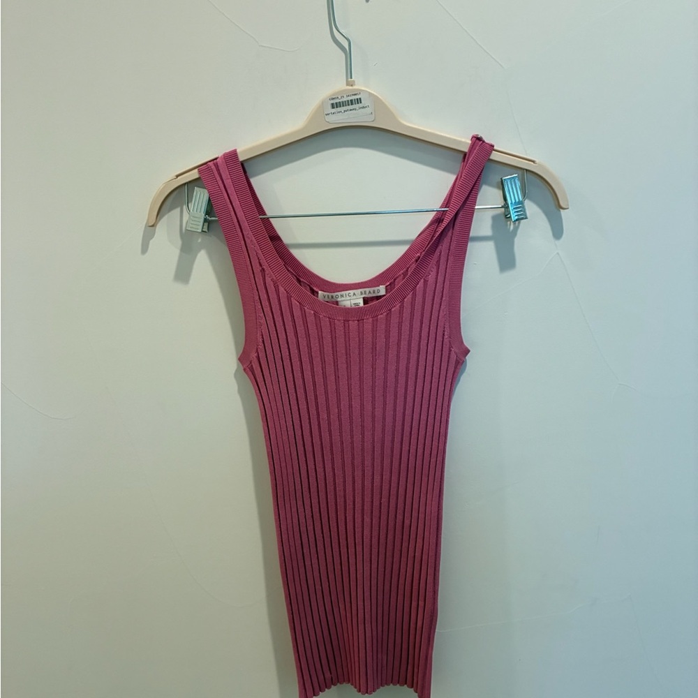 Veronica Beard Pink Ribbed Fitted Tank Top